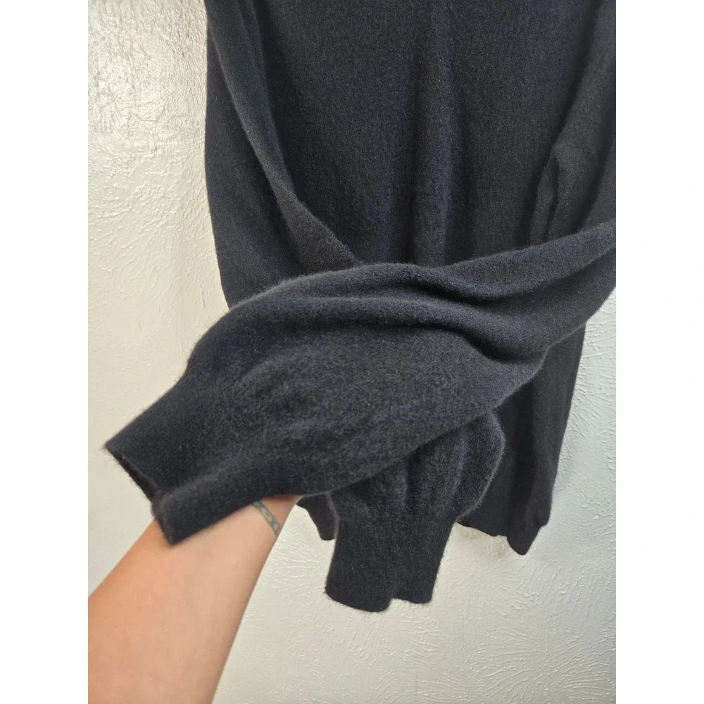 V Neck Sweater Men L Tall Black 100% Cashmere Pullover Knit Minimalist Old Money